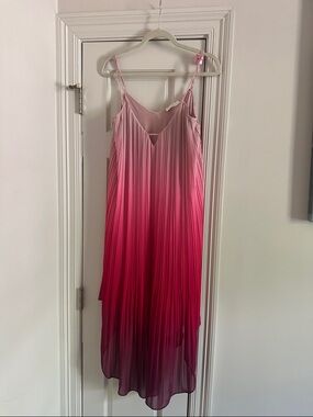 Ramy Brook Pink Ombre Pleated Asymmetrical Slip Dress